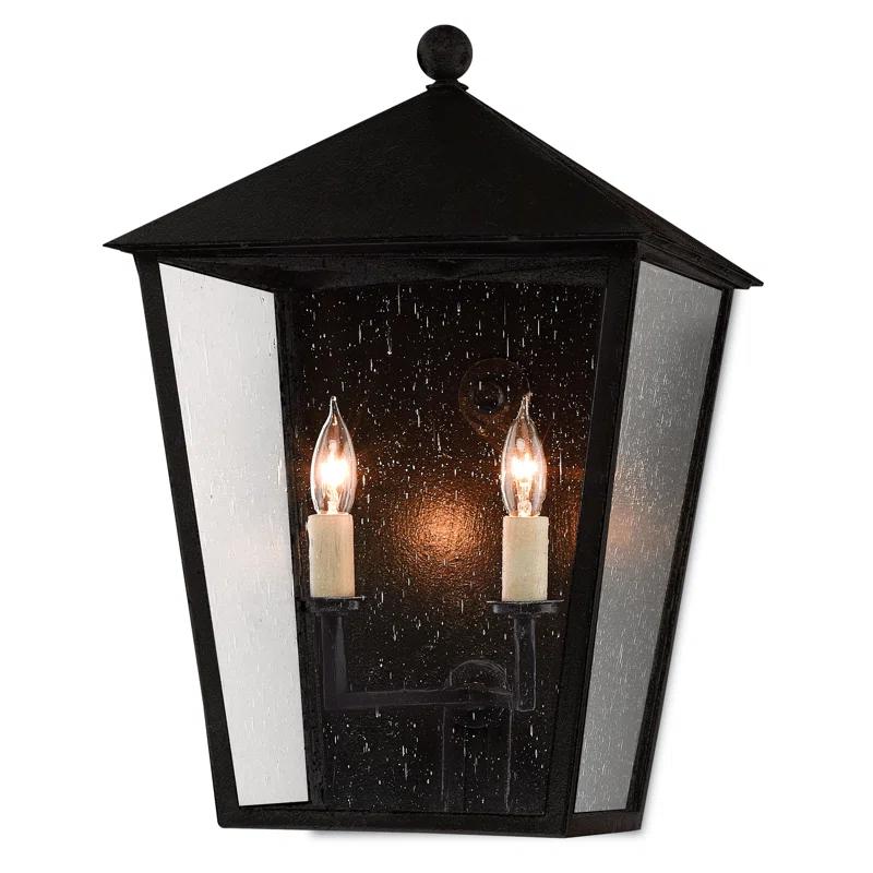 Midnight Black Iron 2-Light Outdoor Wall Lantern