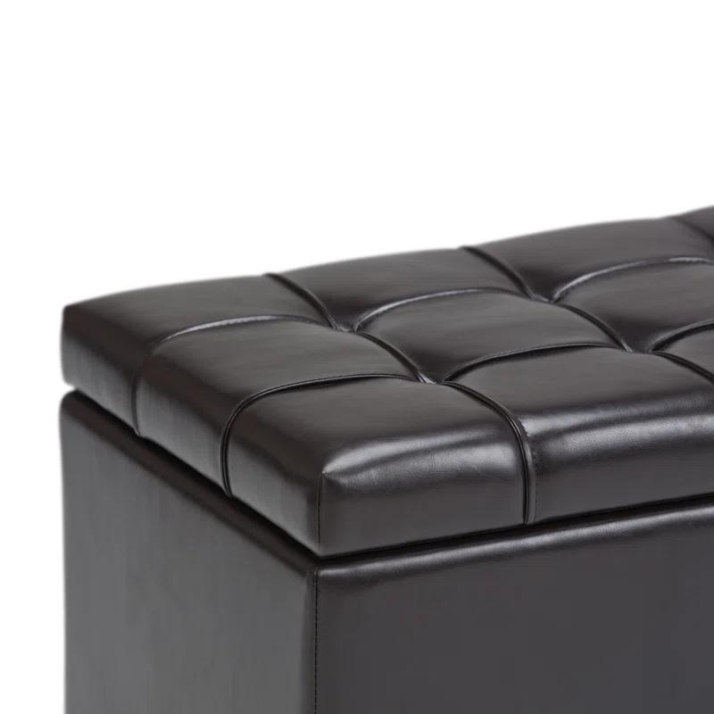 Simpli Home Sienna 33"W Upholstered Storage Ottoman Bench with Lift-Up Tufted Top