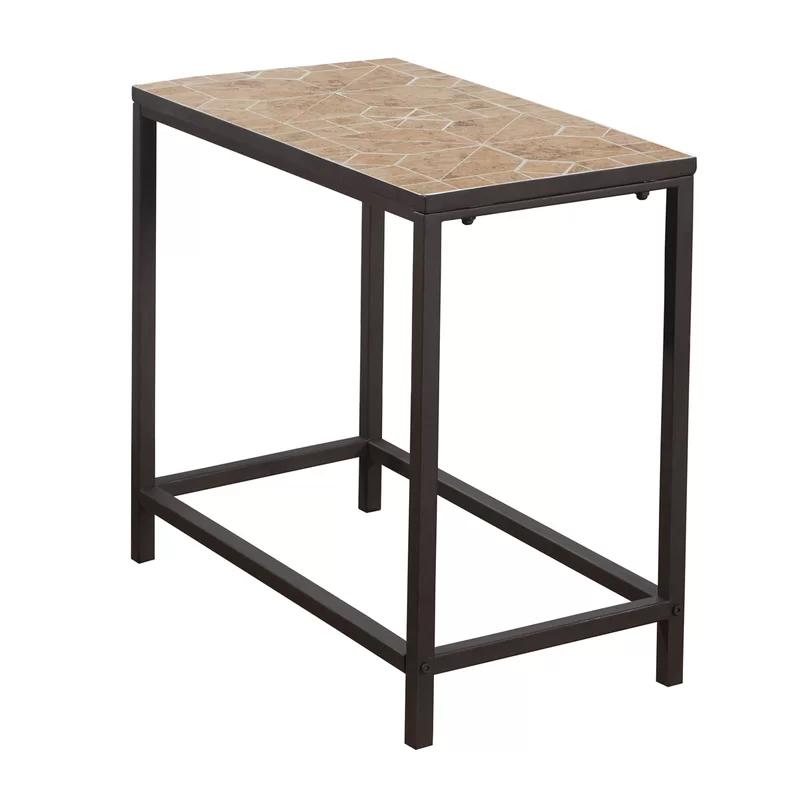 Terracotta Tile Top Hammered Brown Transitional Side Table