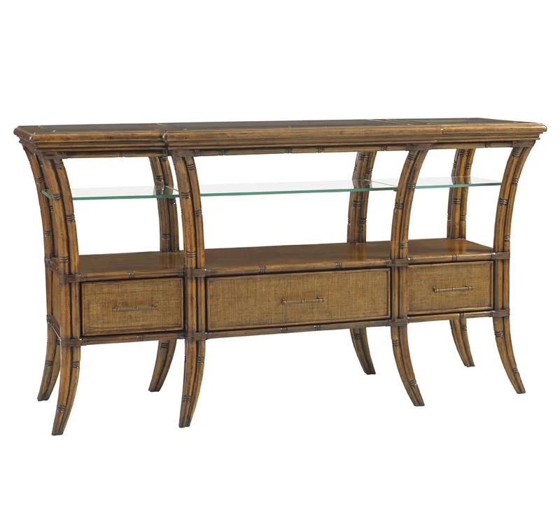 Contemporary Tropical 70'' Brown Rattan & Bamboo Sideboard