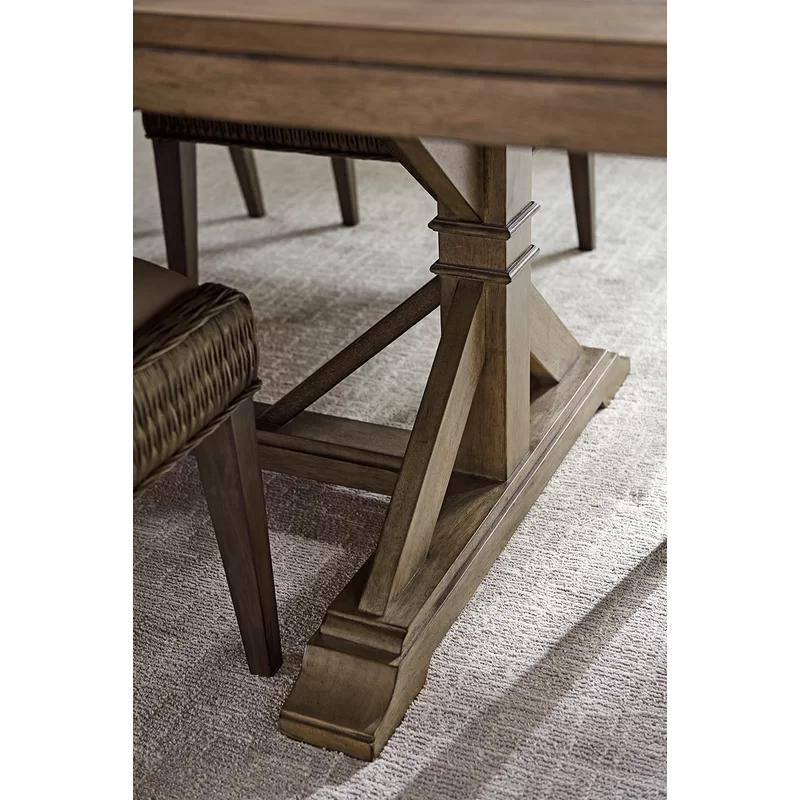 Hatteras Gray Elm Extendable Dining Table with Metal Trestle Base