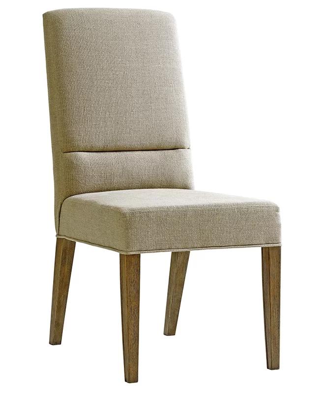 Natural High Back Beige Linen Upholstered Side Chair