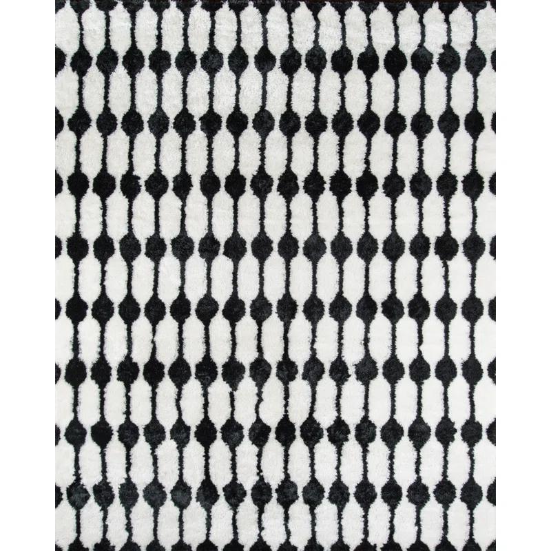 Scandinavian Mid-Century Black Shag Hand-Tufted Rug