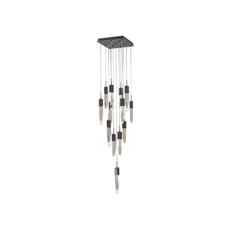 Aspen Crystal Cascade 13-Light LED Chandelier in Polished Nickel