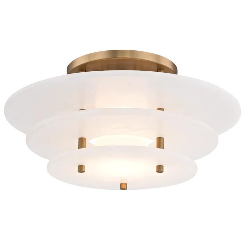 Aged Brass Alabaster LED Flush Mount Ceiling Light