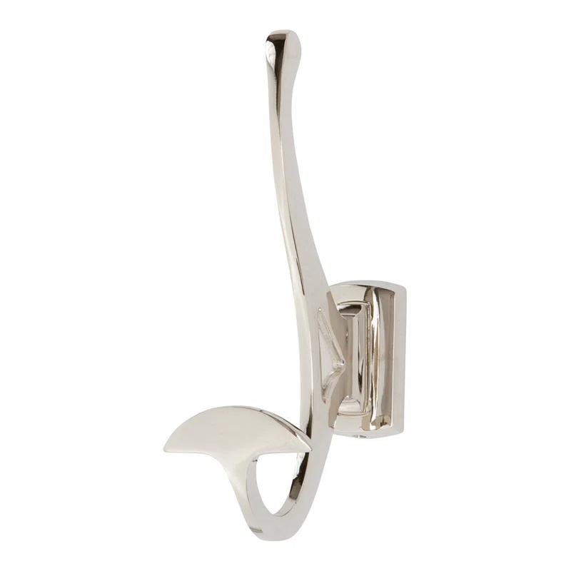 Atlas 2-Hook Polished Nickel Modern Wall-Mounted Legacy Bath Hook