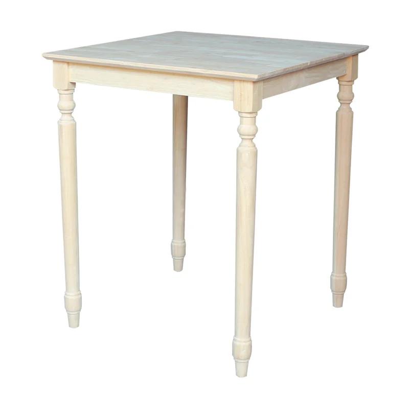 Traditional Unfinished Square Solid Wood Counter-Height Table