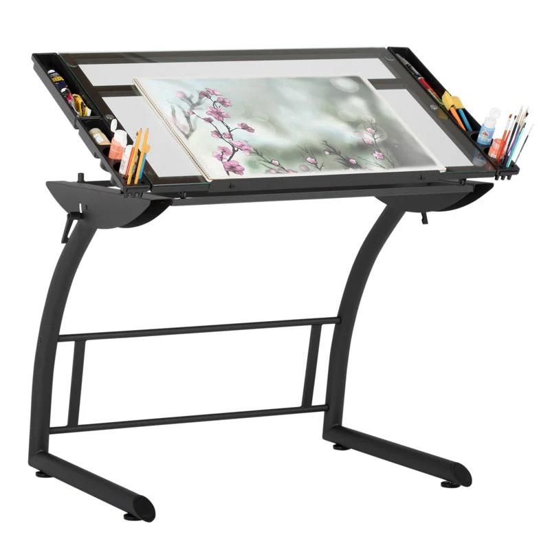 Inbox Zero Cournoyer Glass Drafting Table