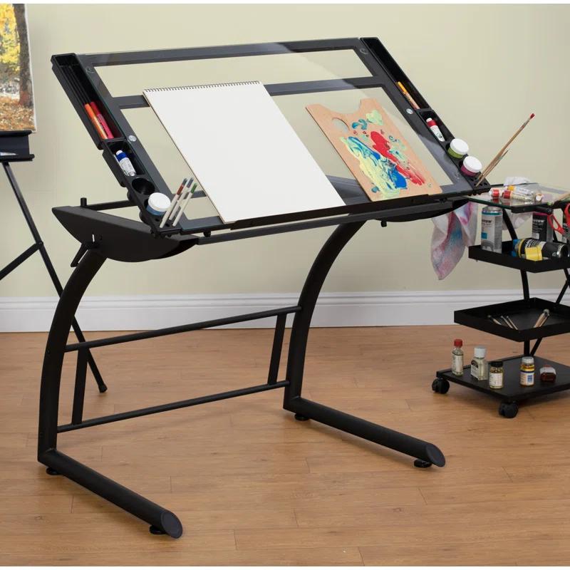 Inbox Zero Cournoyer Glass Drafting Table