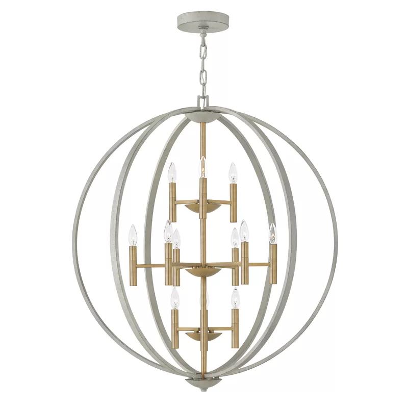 Euclid Transitional-Modern 12-Light Globe Pendant in Cement Gray