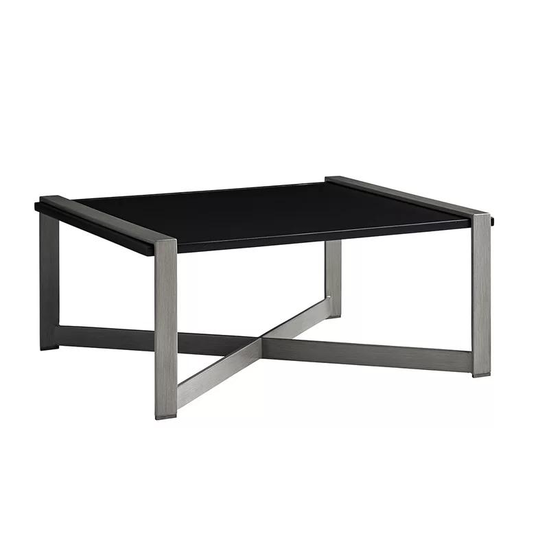 Del Mar 37'' Black and Gray Contemporary Rectangular Cocktail Table