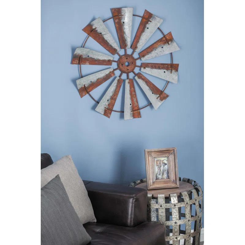 Millwood Pines Metal Indoor Outdoor Windmill Brown Wall Decor