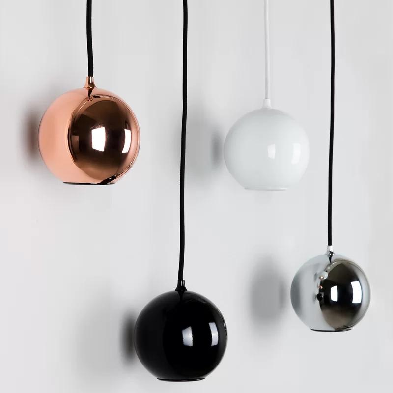 Chrome Globe Pendant Light with Braided Cable