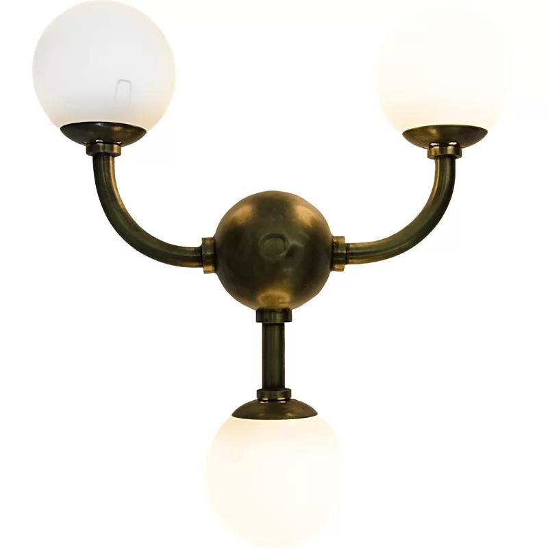 Antique Brass 3-Light Dimmable Sconce with SVT Black Cable
