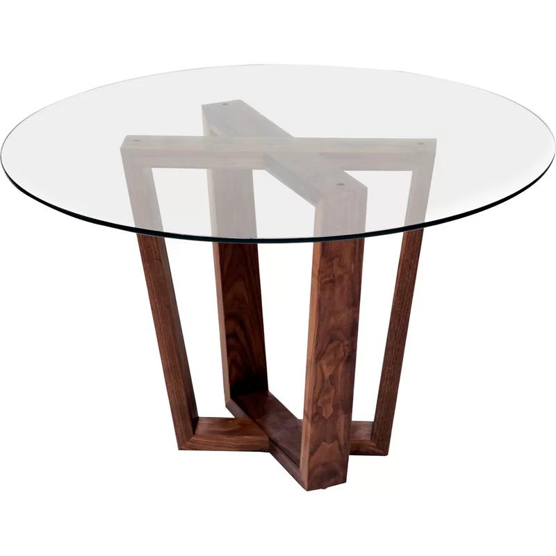 Artigas 48" Round Walnut Base Glass Top Dining Table