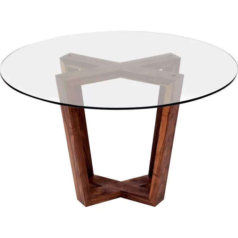 Artigas 48" Round Walnut Base Glass Top Dining Table
