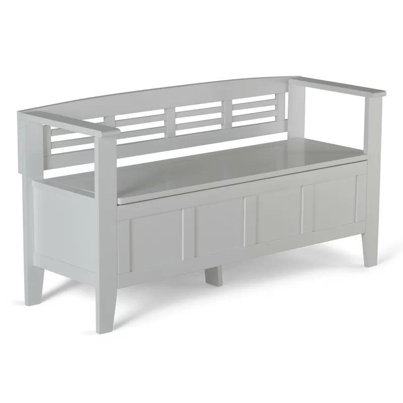 Elegant White Solid Pine 48" Entryway Storage Bench with Backrest