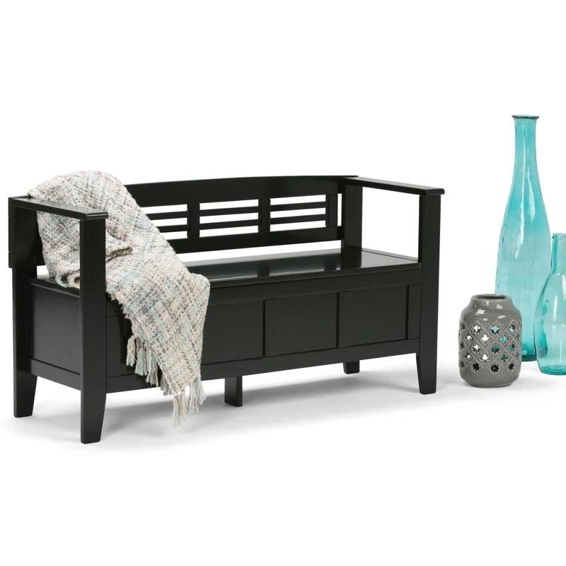 Simpli Home Adams Solid Wood Entryway Lift Top Storage Bench