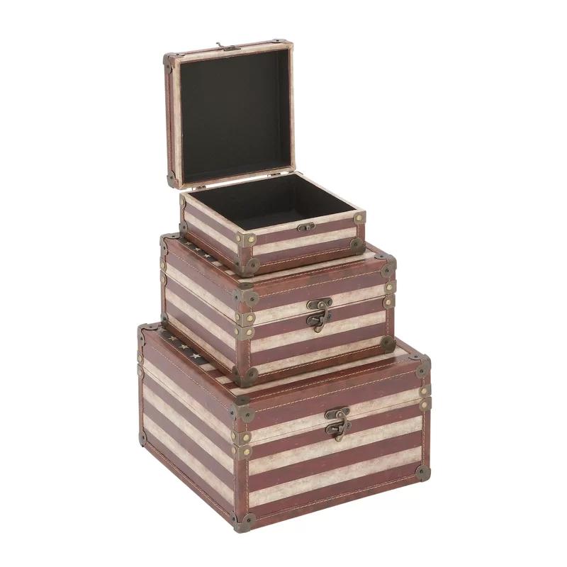 Elite Craftsman 12" Wooden and Canvas Decorative Box Set