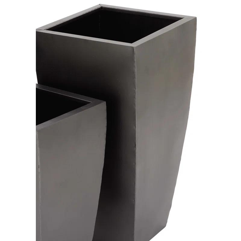 Set of 3 Modern Rectangular Metal Planters Black - Olivia & May: Iron Construction, Indoor/Outdoor Use, No Drainage Holes