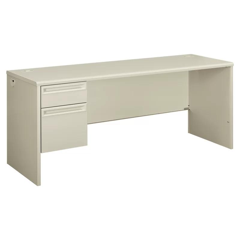 Modular Brown Steel Desk with Drawer & Filing Cabinet