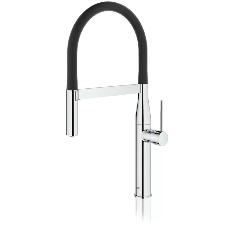 Modern Chrome Kitchen Faucet with 360° Swivel and Pull-Down Spray