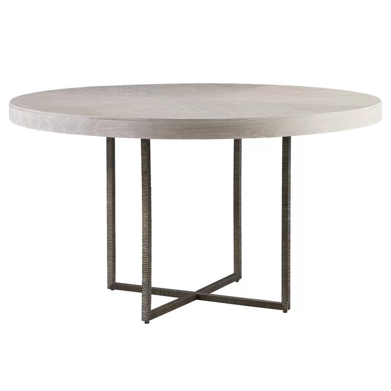 Contemporary 54" Quartz Gray Round Wood Dining Table