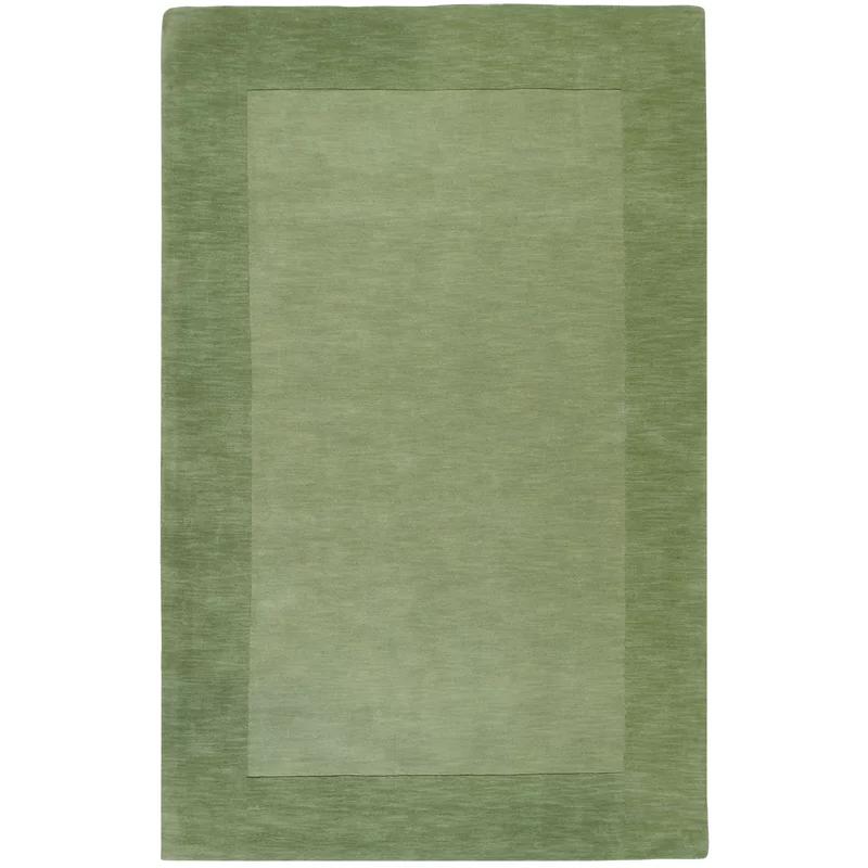 Hand-Knotted Geometric Wool Area Rug in Medium Green 2'x3'