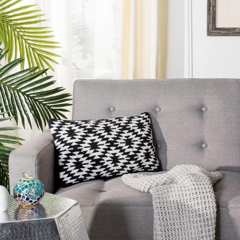 Black and White Geometric Cotton Throw Pillow Set