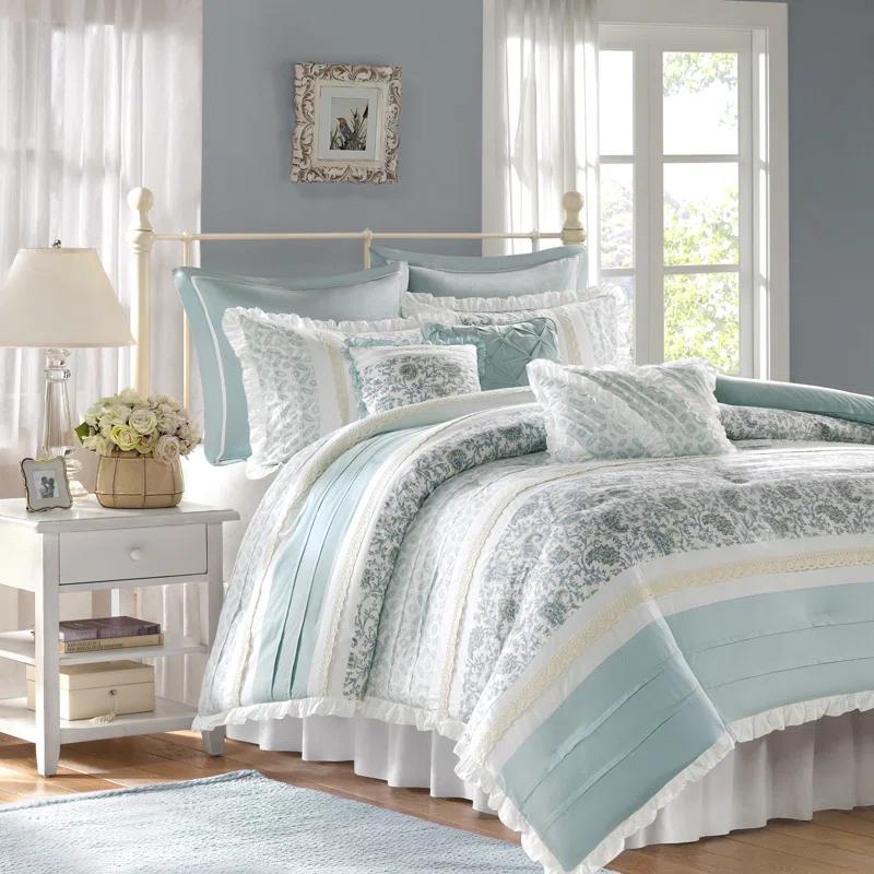 Madison Park Dawn 9 Piece Cotton Percale Comforter Set