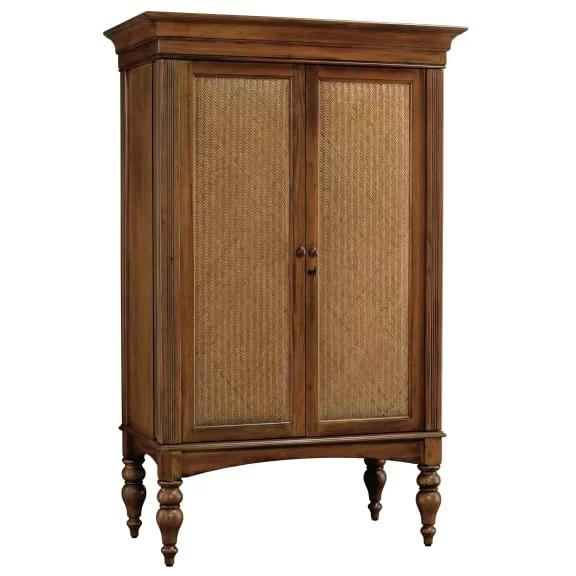 Toscana Brown Wood Bar Cabinet with Cane Doors