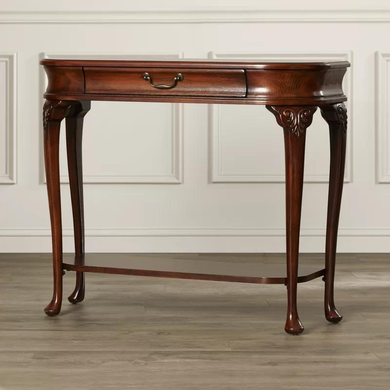 Plantation Cherry Demilune Console Table with Storage