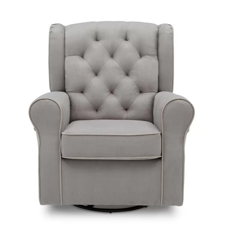 Dove Gray Microfiber Nursery Swivel Glider Chair