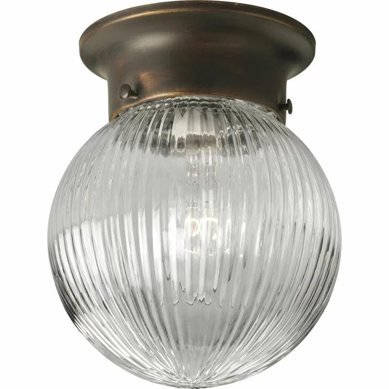 Antique Bronze 6" Glass Globe Flush Mount Light