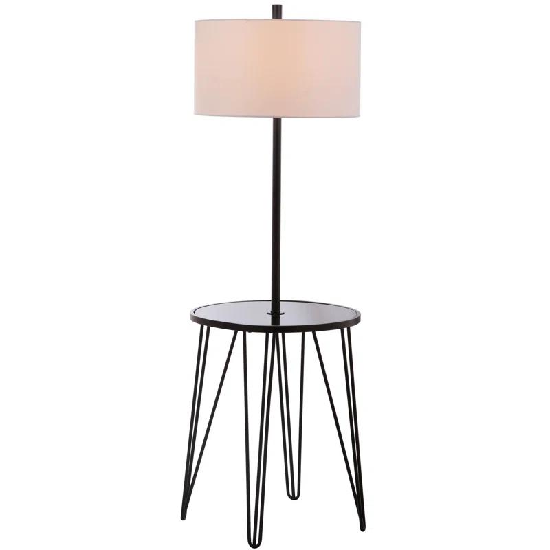 Ivy Bronx Dellinger 58'' Black Tray Table Floor Lamp