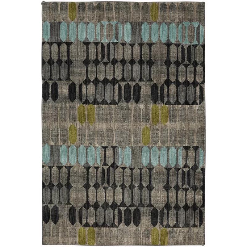 Reversible Geometric Gray and Lagoon Synthetic Area Rug 8'x11'