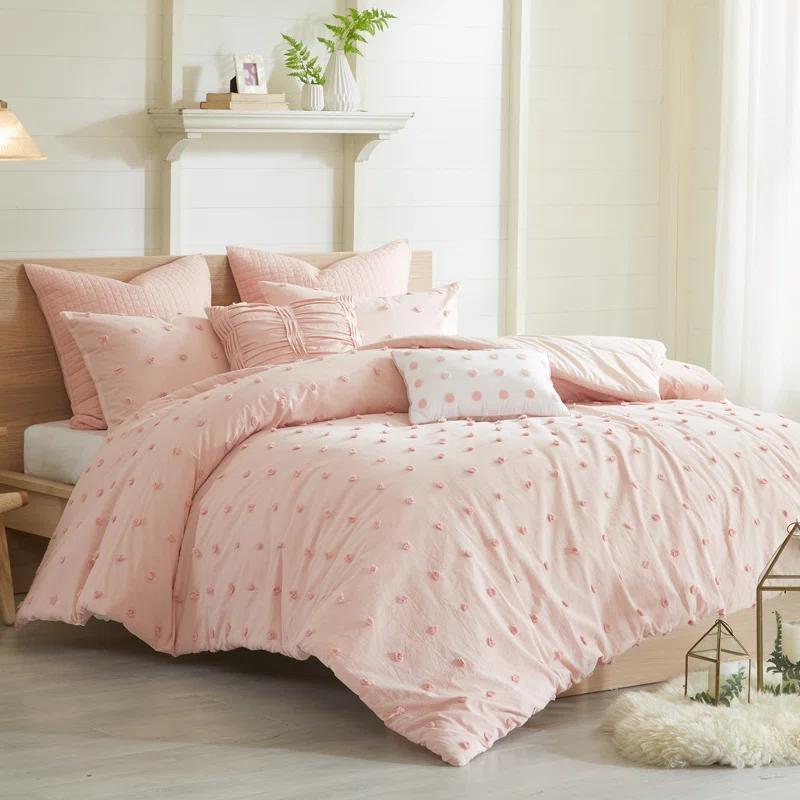 Intelligent Design Brooklyn Cotton Jacquard Comforter Set with Euro Shams and Throw Pillows