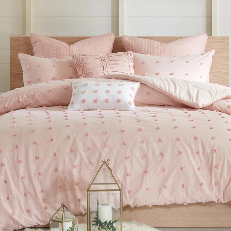 Intelligent Design Brooklyn Cotton Jacquard Comforter Set with Euro Shams and Throw Pillows