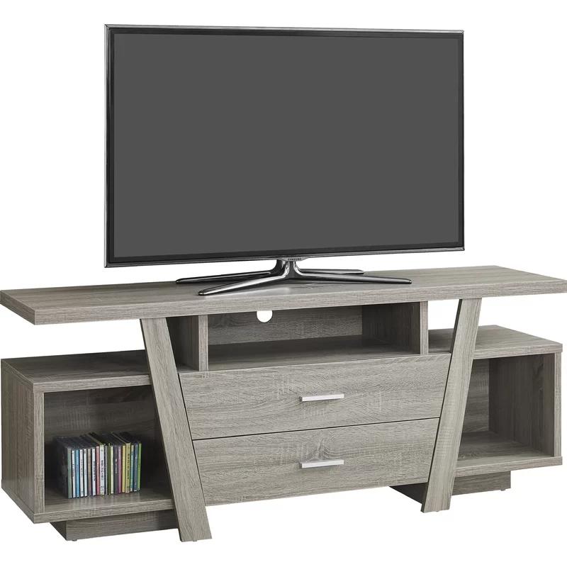 Transitional 60'' Dark Taupe TV Stand with Cabinet and Drawers