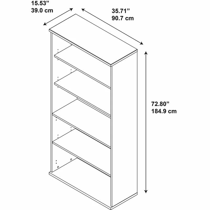 Mahogany Adjustable 5-Shelf Tall Bookcase