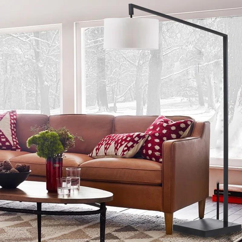 Stretch Chairside Arc Floor Lamp - Matte Black 75" Height