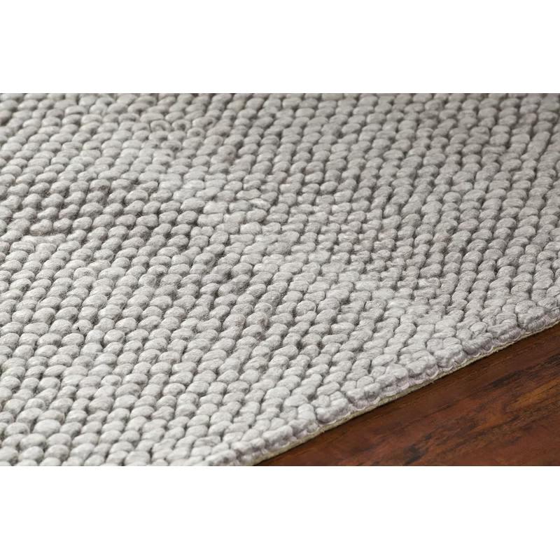 Handmade Burton Gray Wool-Viscose Blend Rectangular Area Rug 9'x13'