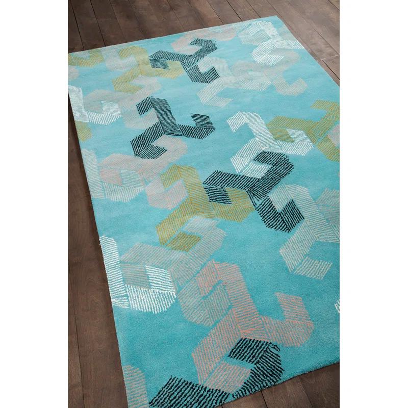 Handmade White Tufted Wool and Viscose 5' x 7' Rug