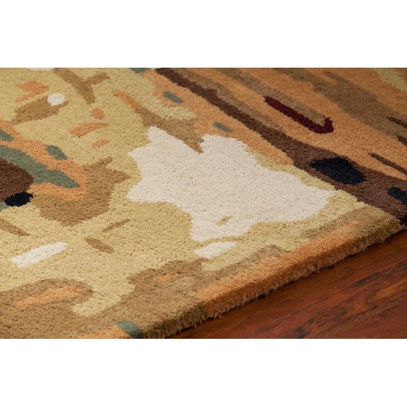 Nirvana Blue and Beige Wool Abstract 5' x 7' Rug