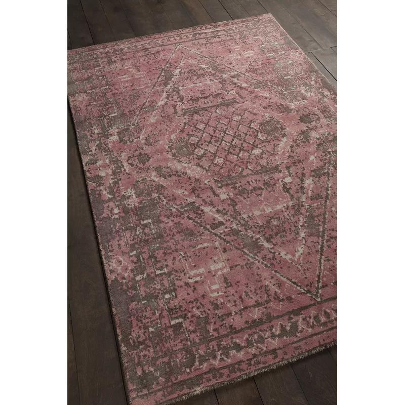 Chandra Tayla Hand-Tufted Wool Area Rug in Pink and Brown, 5'x7'6"