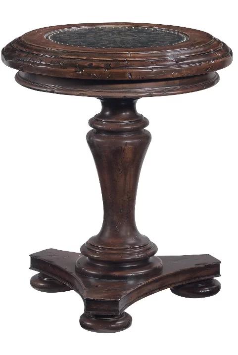 Valencia Traditional Brown Round Wood & Metal Chairside Table