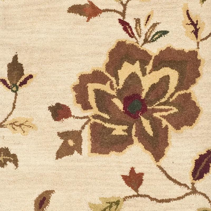 Ivory Floral Hand-Tufted Wool Rectangular Rug 2' x 3'