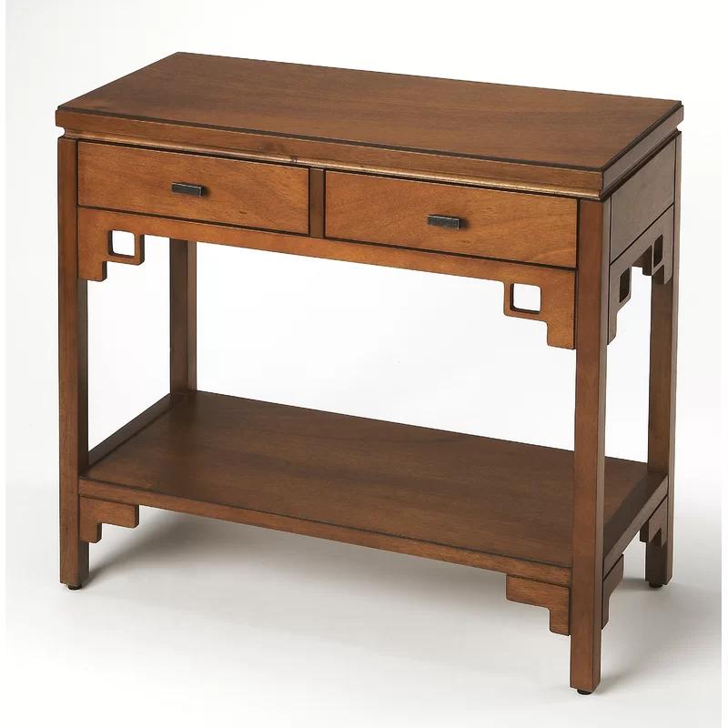 Honshu Caramel Wood Console Table with Storage