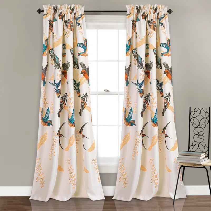 Lush Decor Bird Breeze Polyester Room Darkening Curtain Pair (Set of 2)