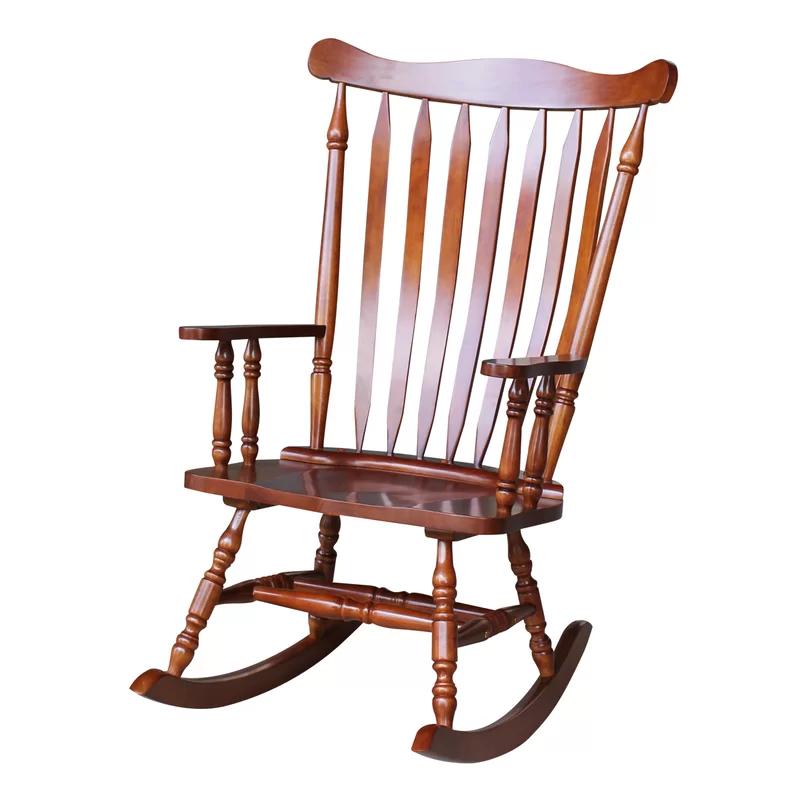 Elegant Cherry Solid Wood Contemporary Rocking Chair